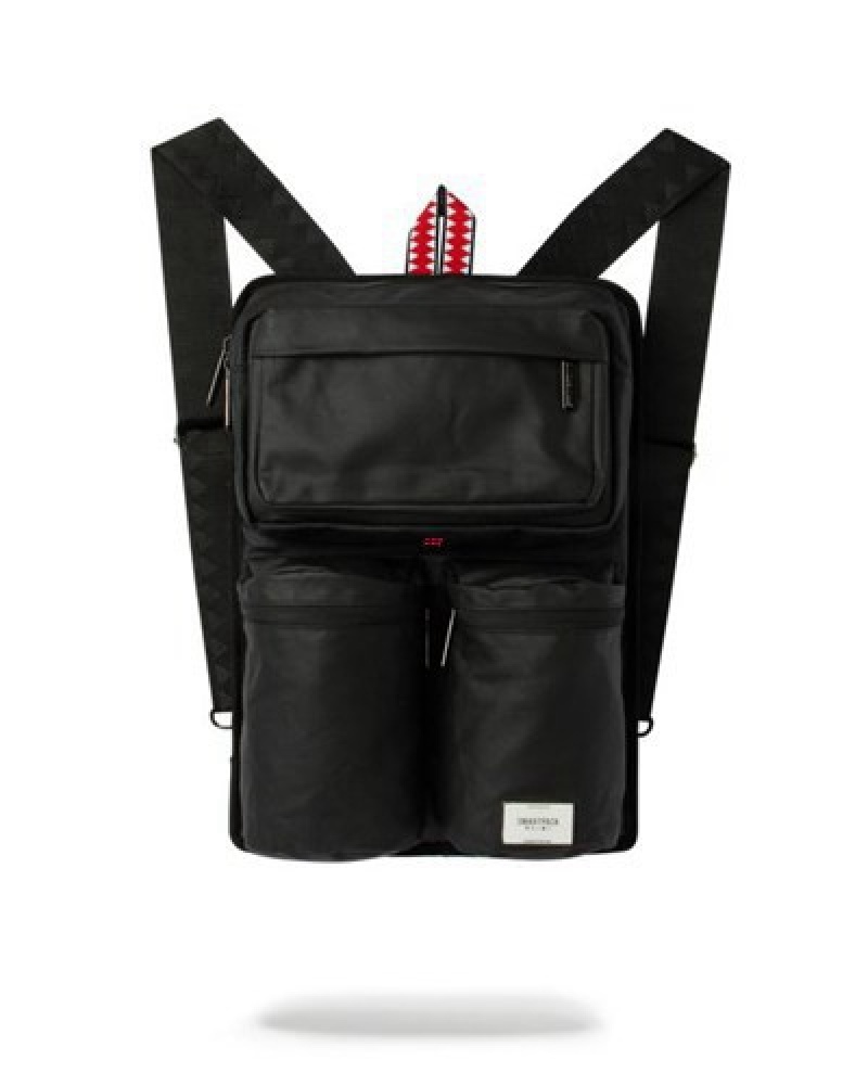 Black Sprayground Cargo Flat Pack Backpacks | 53890-ZKCI