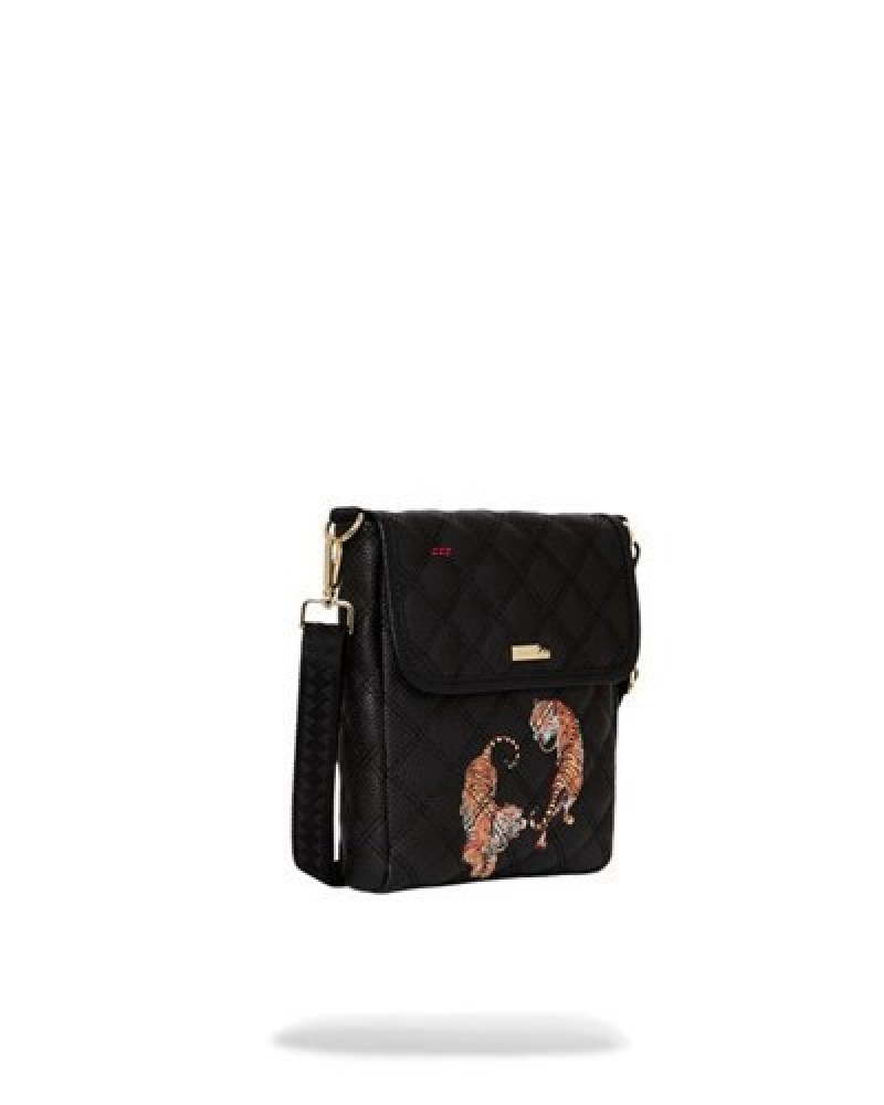 Black Sprayground Catwalk Currency Messenger Crossbody Bags | 75162-IRUT