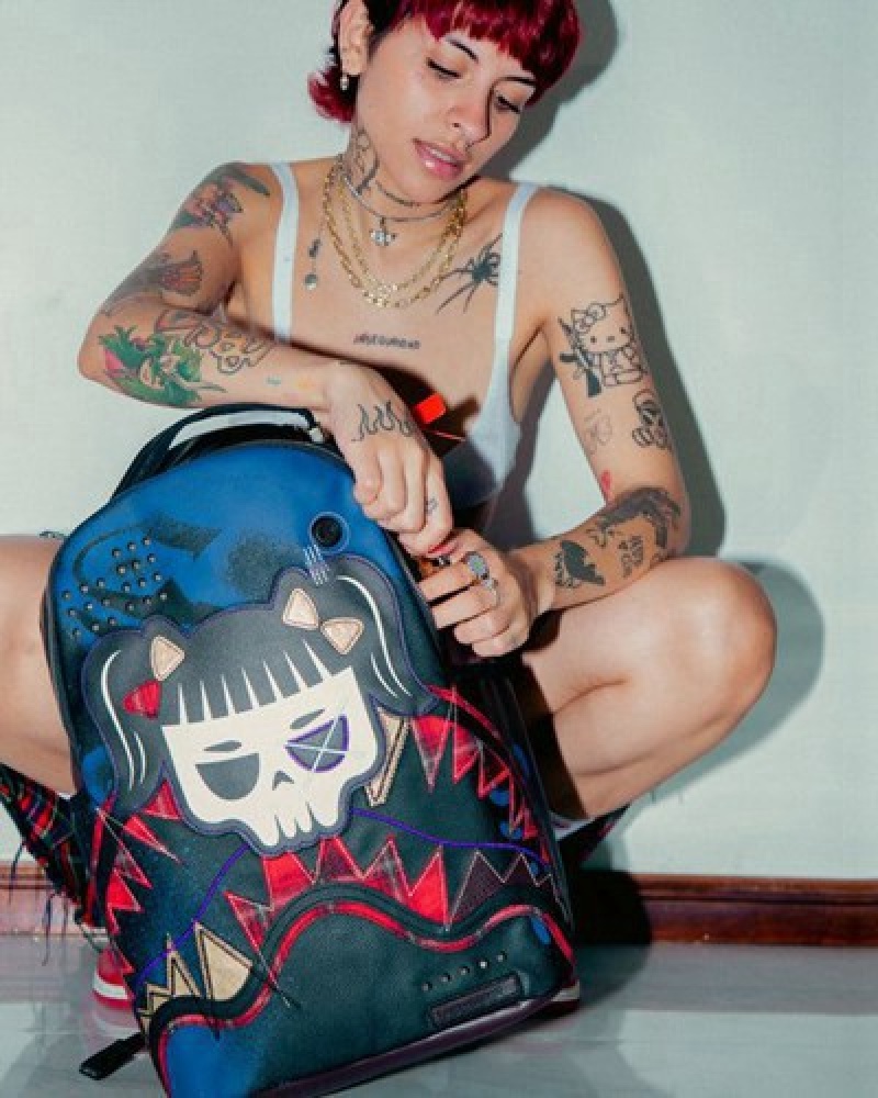 Black Sprayground Cazzu Errorcito Punk Shark Backpacks | 70625-DJQC