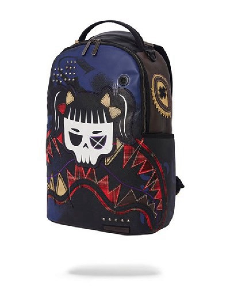 Black Sprayground Cazzu Errorcito Punk Shark Backpacks | 70625-DJQC