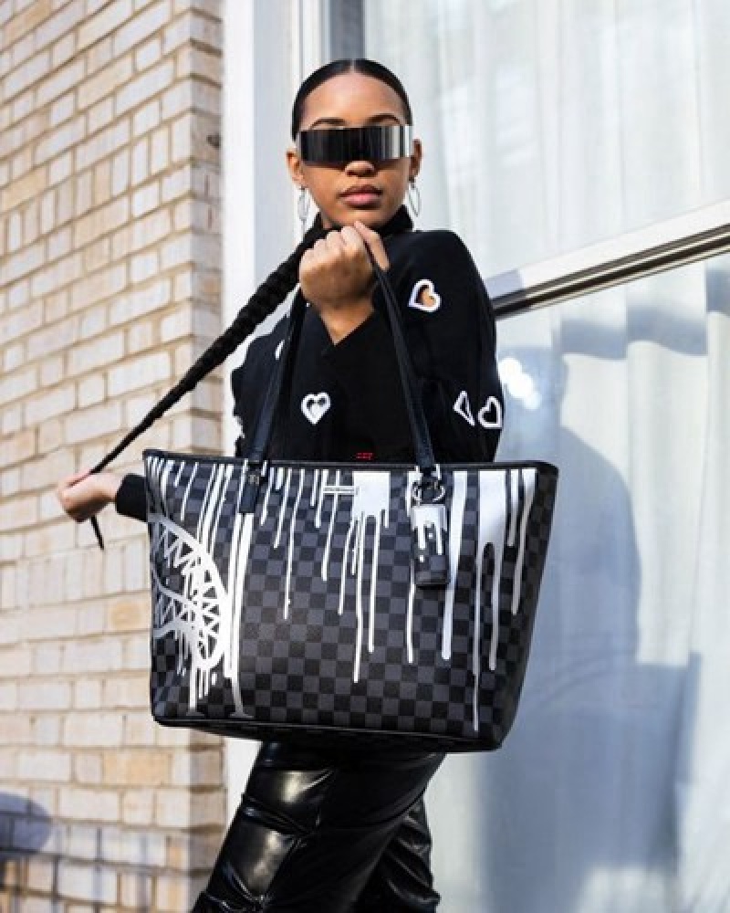 Black Sprayground Chateau Ghost Tote Bags | 39206-BTSM