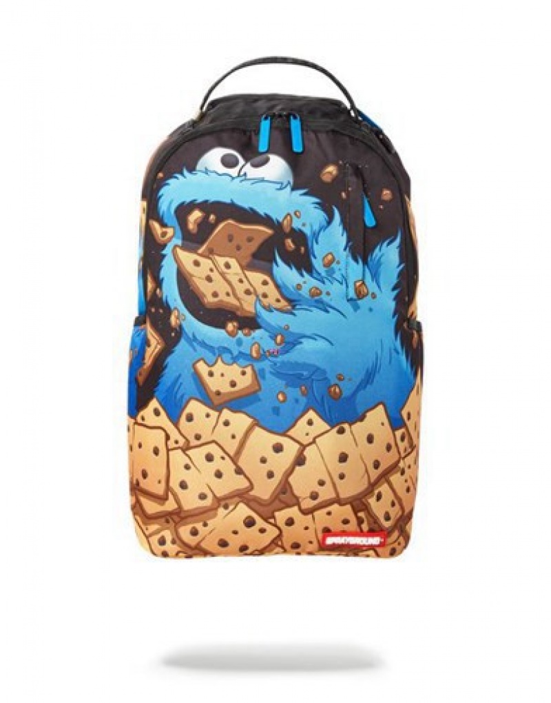 Black Sprayground Cookie Monster: Cookie Dough Backpacks | 14698-WYMO