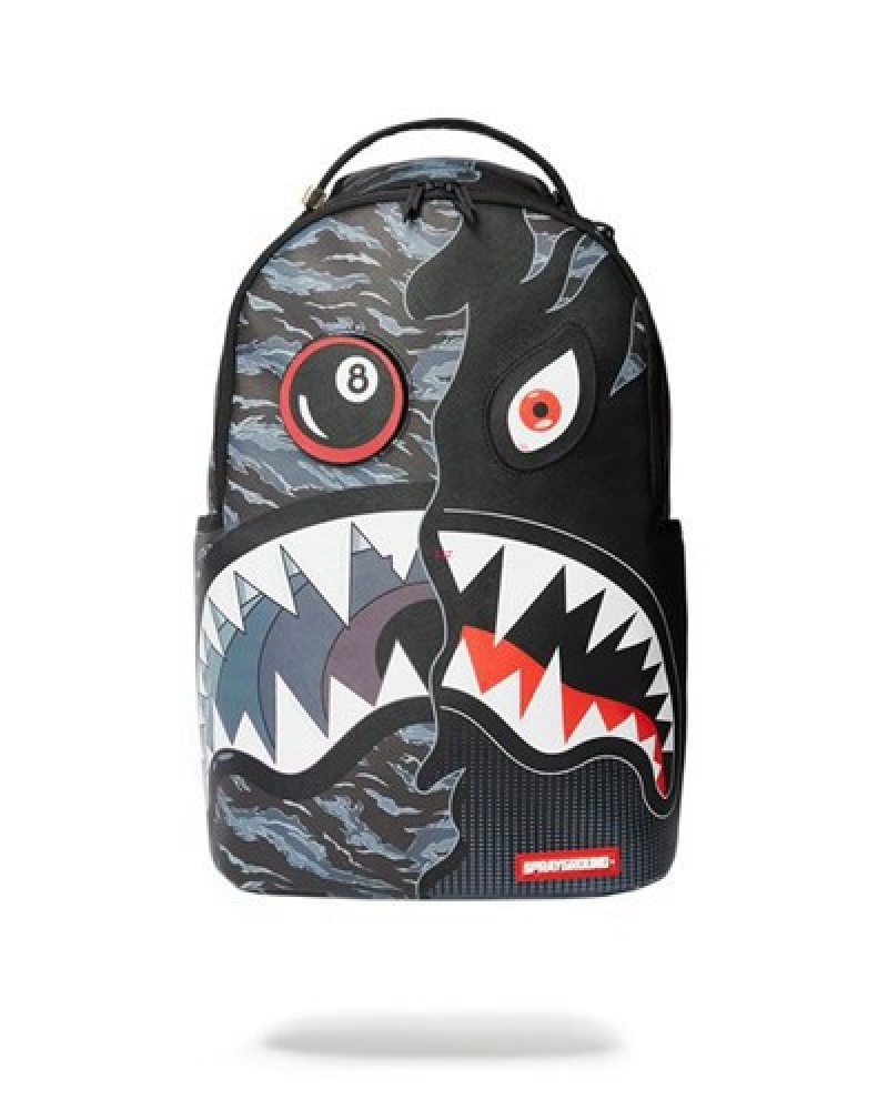 Black Sprayground Dazed And Shark (Dlxv) Backpacks | 24315-SIYE