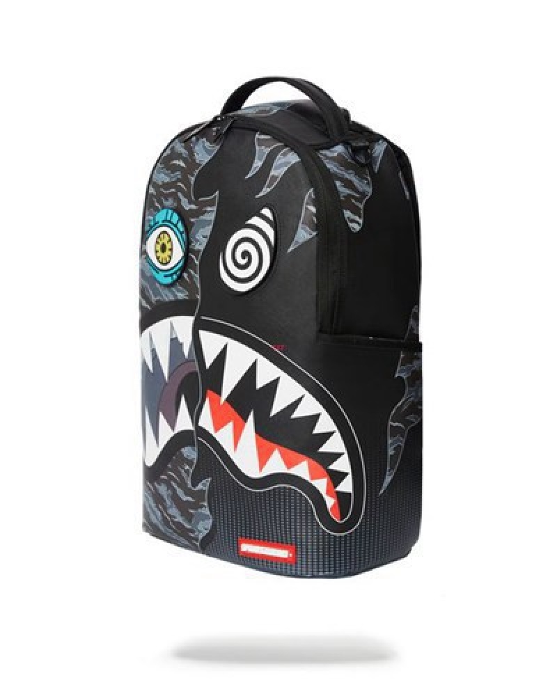 Black Sprayground Dazed And Shark (Dlxv) Backpacks | 24315-SIYE