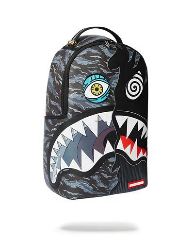 Black Sprayground Dazed And Shark (Dlxv) Backpacks | 24315-SIYE