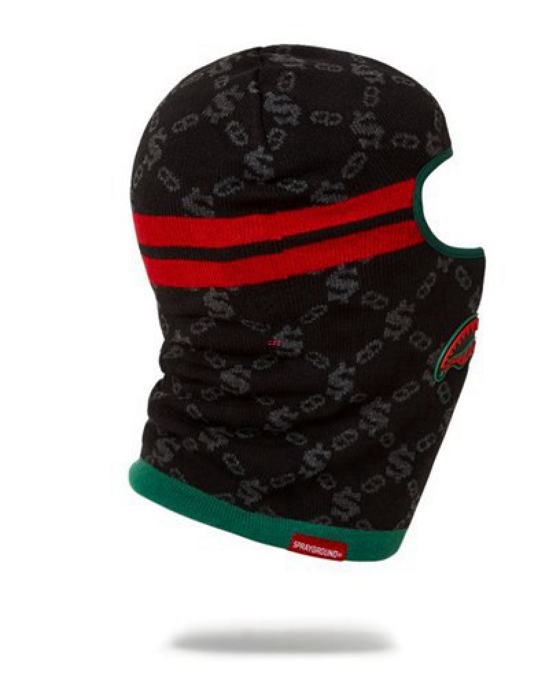 Black Sprayground Dinero Ski Masks | 42590-ZNRW