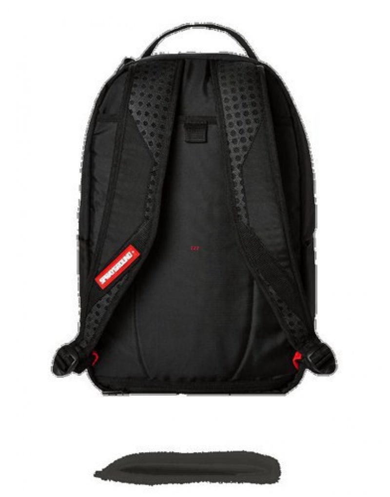 Black Sprayground Double Cargo Side Shark Backpacks | 42183-DOCV