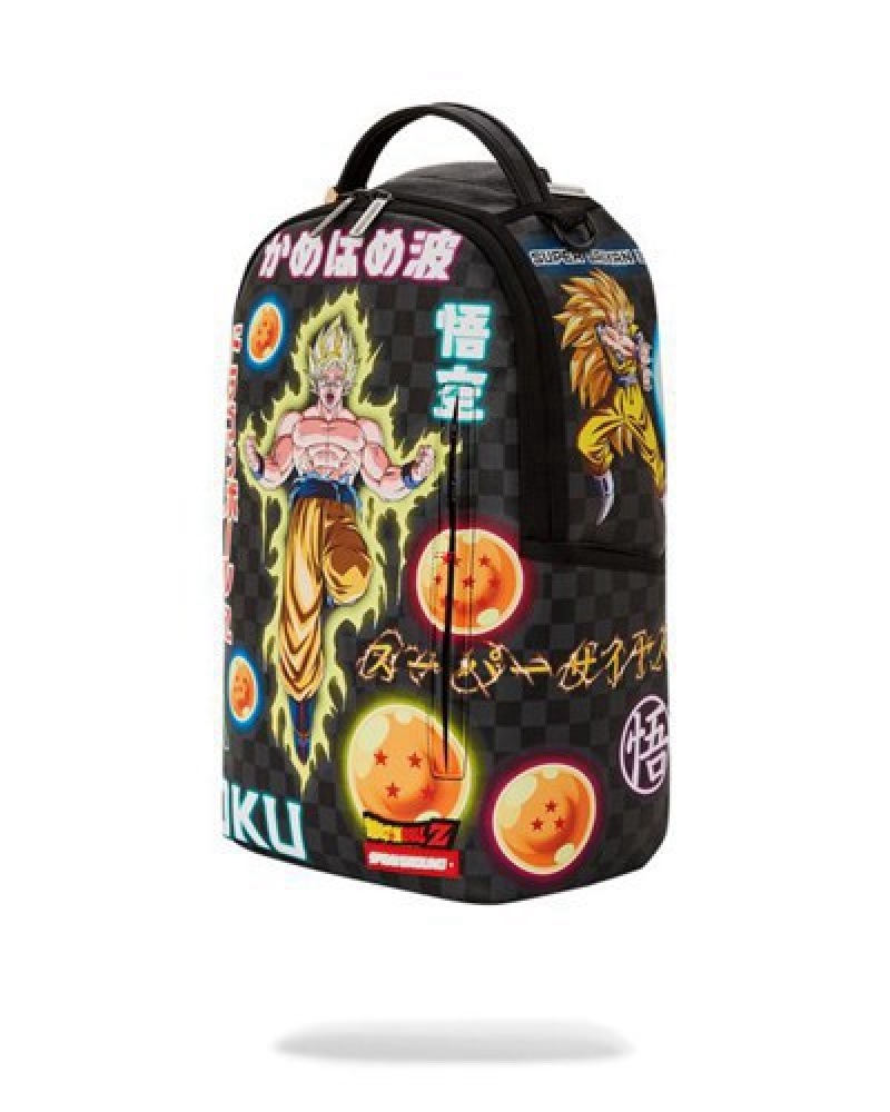 Black Sprayground Dragon Ball Z Neon Trip (Dlxv) Backpacks | 48053-SLZG