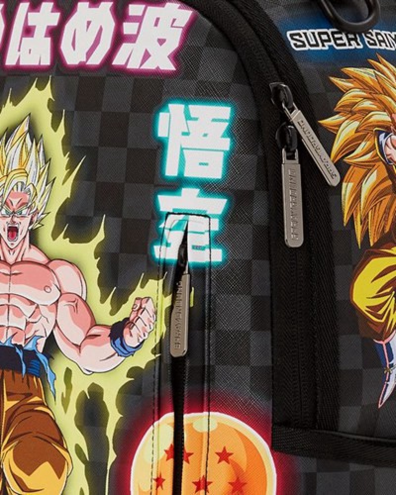 Black Sprayground Dragon Ball Z Neon Trip (Dlxv) Backpacks | 48053-SLZG