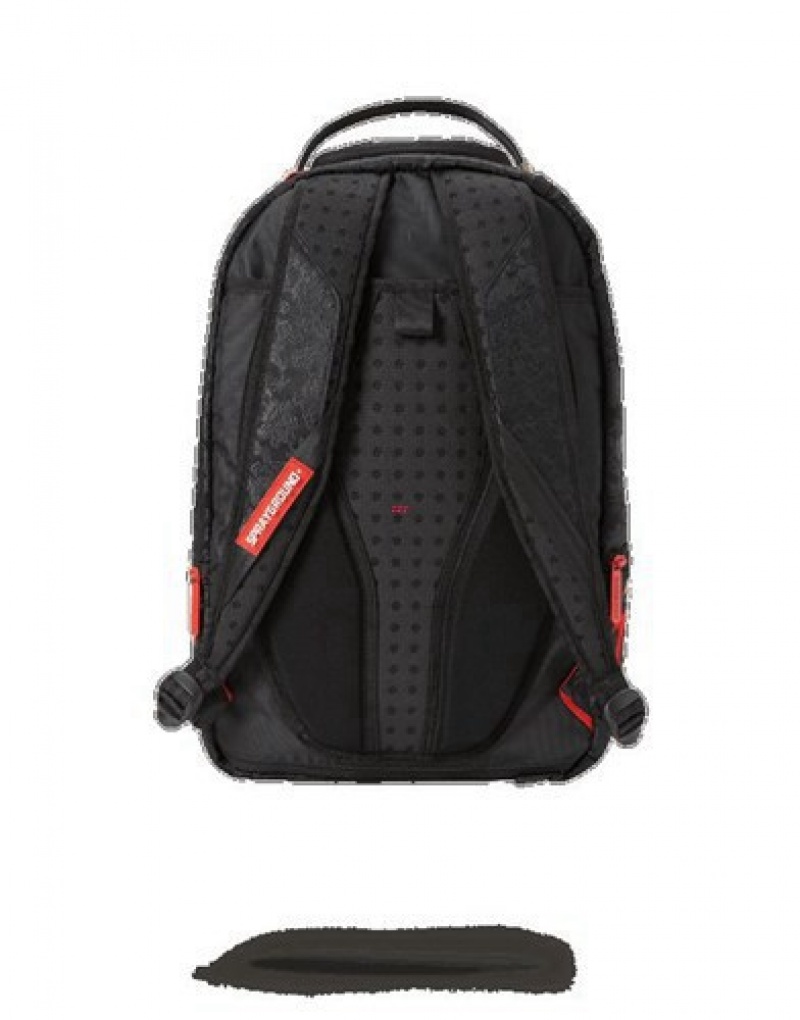 Black Sprayground Dragon Side Shark Cargo Backpacks | 34298-QHCN