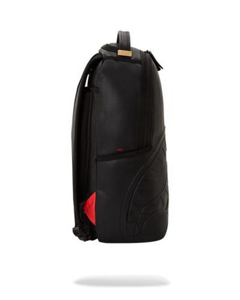 Black Sprayground Embossed Shark Traveler (Dlxv) Backpacks | 61785-UYOX