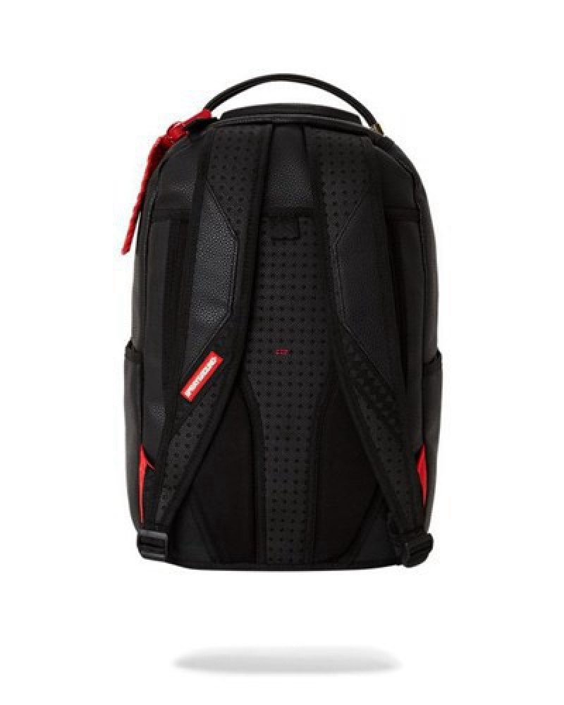 Black Sprayground Embossed Shark Traveler (Dlxv) Backpacks | 61785-UYOX