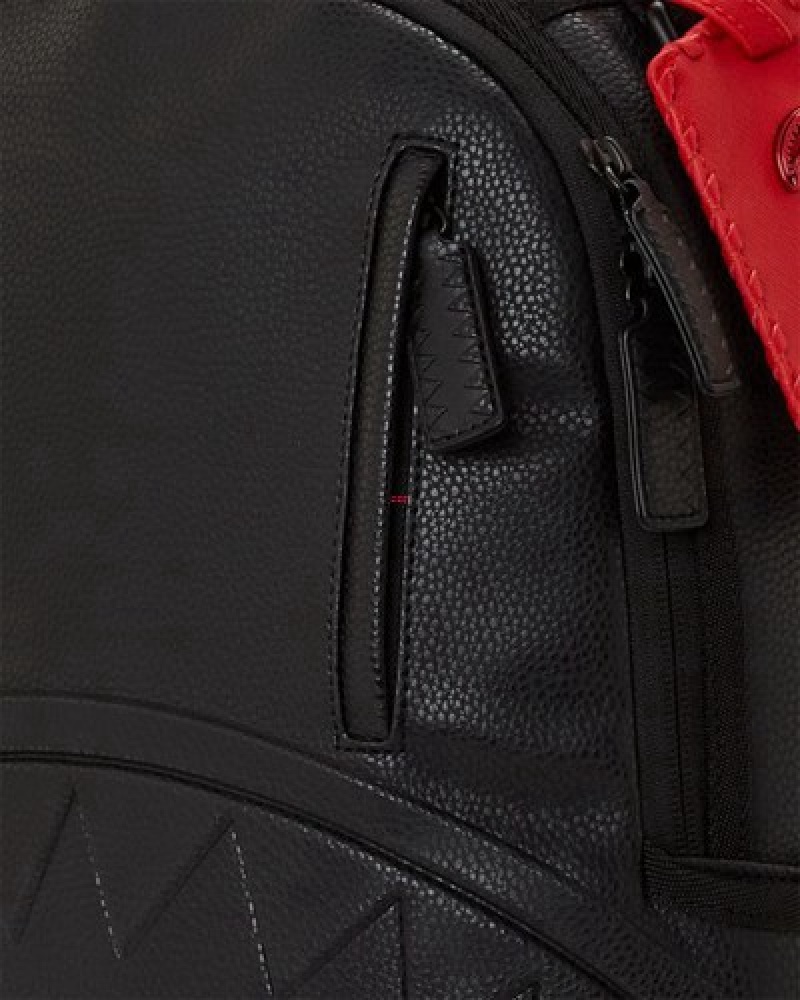 Black Sprayground Embossed Shark Traveler (Dlxv) Backpacks | 61785-UYOX