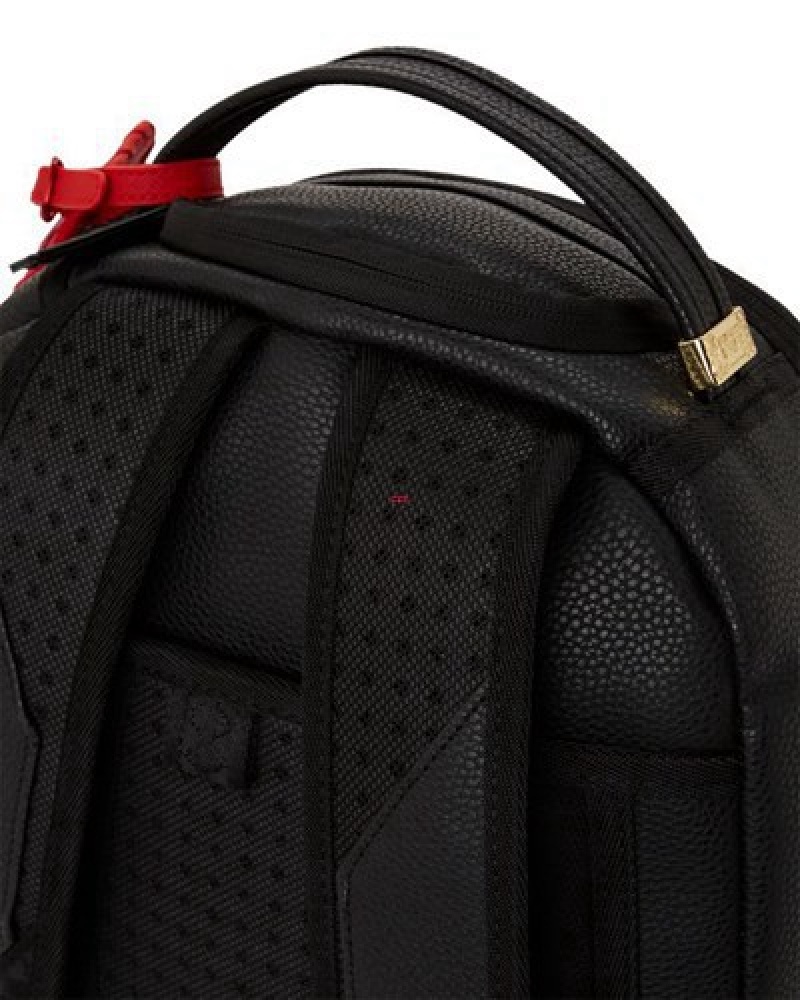 Black Sprayground Embossed Shark Traveler (Dlxv) Backpacks | 61785-UYOX