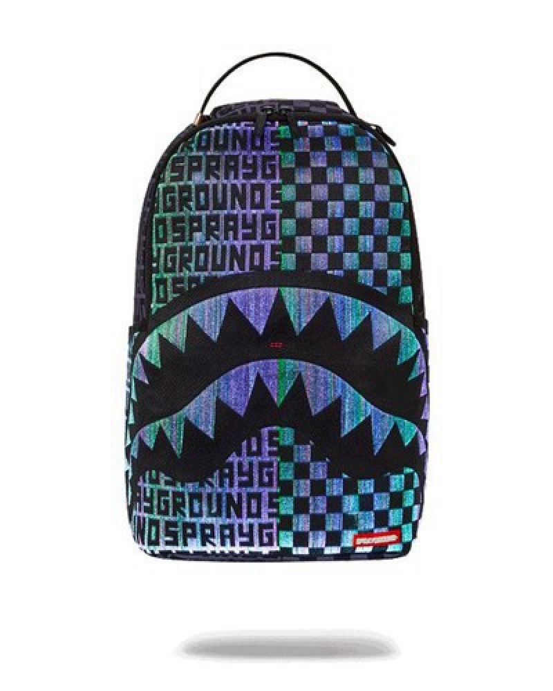 Black Sprayground Fiber Optic Lightshow Backpacks | 49328-EMBU