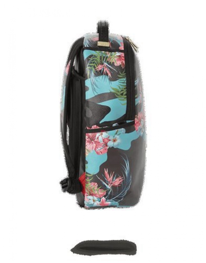 Black Sprayground Floral Camo (One Of One) Backpacks | 37468-BAMI