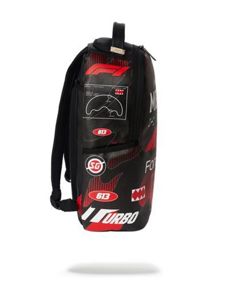 Black Sprayground Formula 1 Menacing (Dlxv) Backpacks | 39175-SCFZ