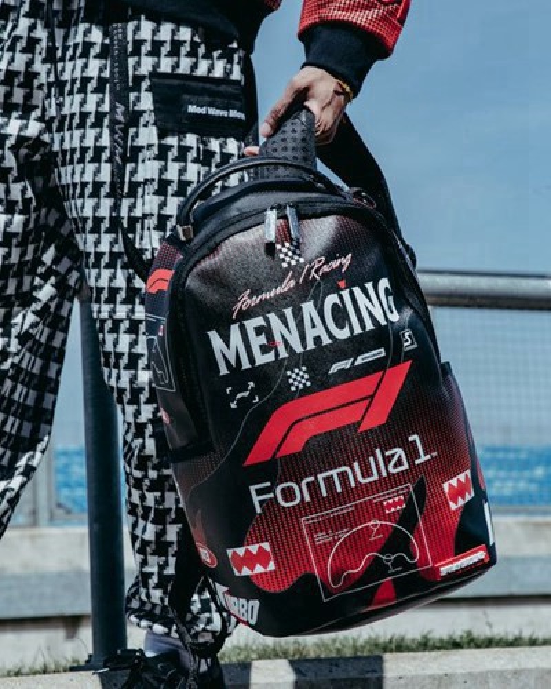 Black Sprayground Formula 1 Menacing (Dlxv) Backpacks | 39175-SCFZ