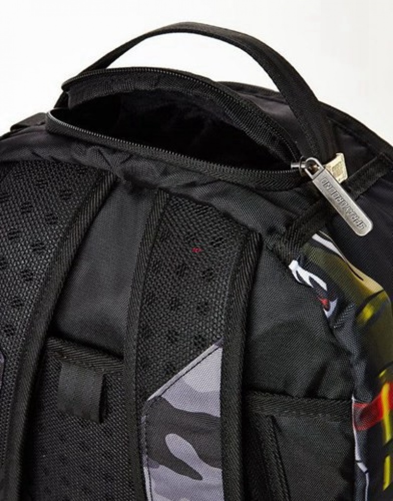 Black Sprayground Fortnite Back Up Plan Backpacks | 08754-MBHO