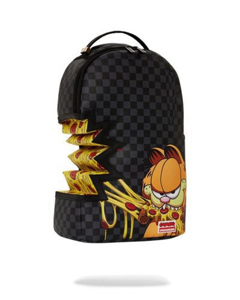 Black Sprayground Garfield Pizza Sharkbite (Dlxv) Backpacks | 75893-AXTI