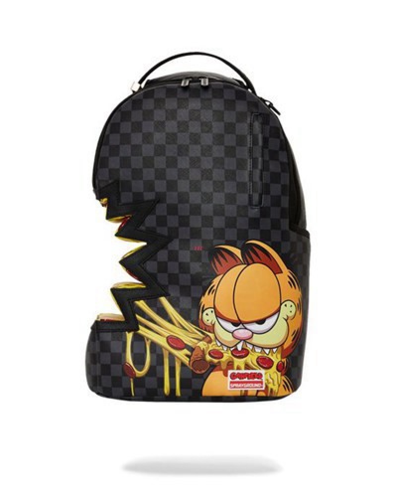 Black Sprayground Garfield Pizza Sharkbite (Dlxv) Backpacks | 75893-AXTI