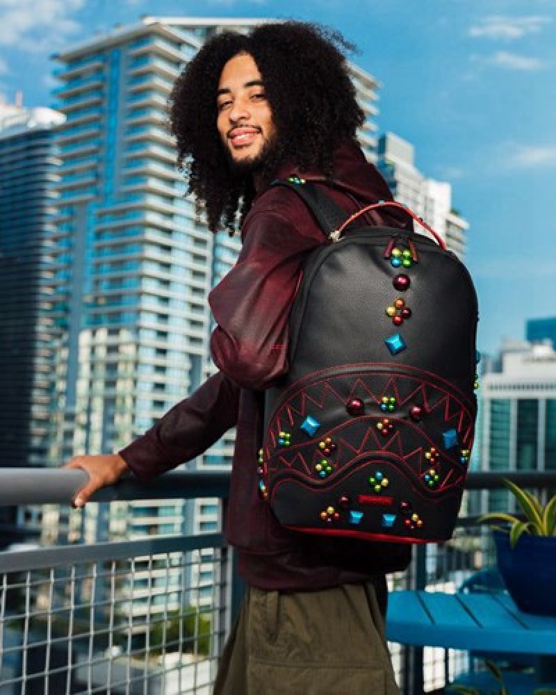 Black Sprayground Gemstone Outlaw (Dlxv) Backpacks | 14708-XZON