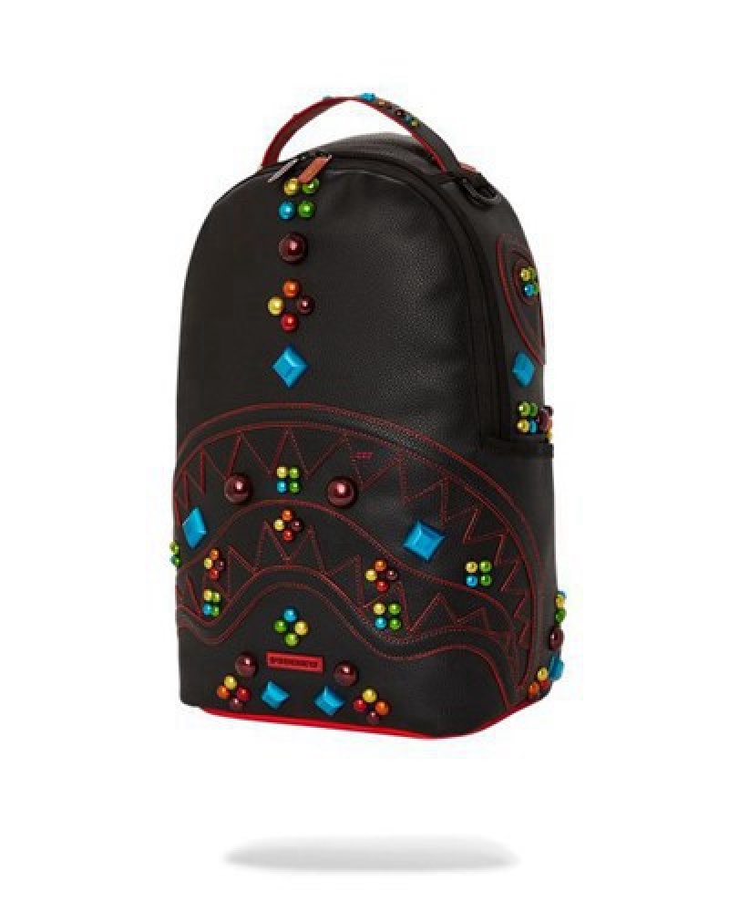 Black Sprayground Gemstone Outlaw (Dlxv) Backpacks | 14708-XZON