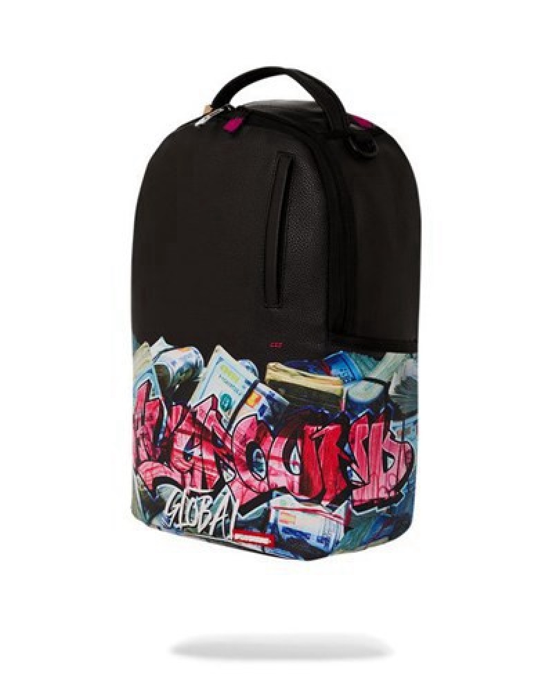 Black Sprayground Global Games Backpacks | 28164-HEJD