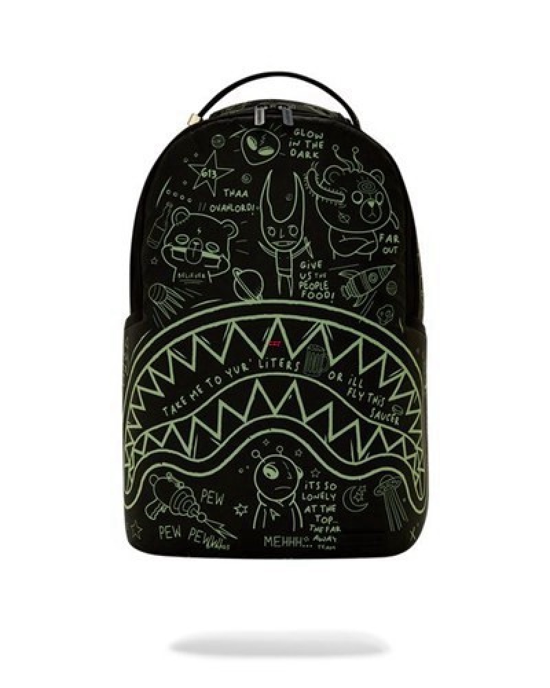 Black Sprayground Glow The Space (Glow In The Dark Effect) Backpacks | 86053-TESD