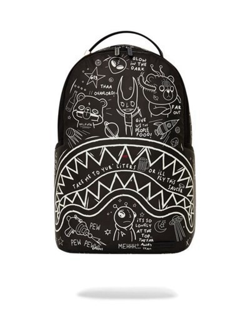 Black Sprayground Glow The Space (Glow In The Dark Effect) Backpacks | 86053-TESD