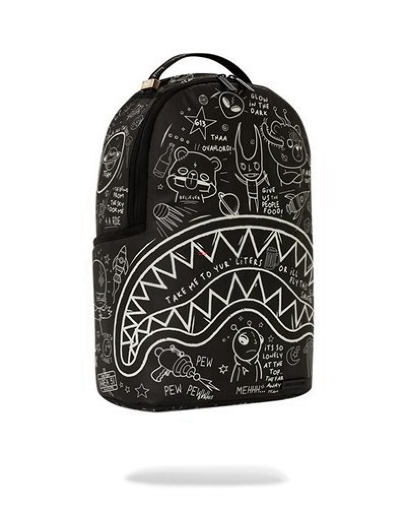 Black Sprayground Glow The Space (Glow In The Dark Effect) Backpacks | 86053-TESD