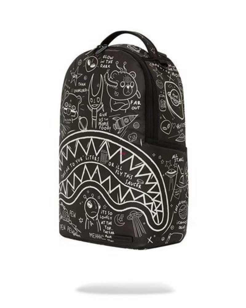 Black Sprayground Glow The Space (Glow In The Dark Effect) Backpacks | 86053-TESD