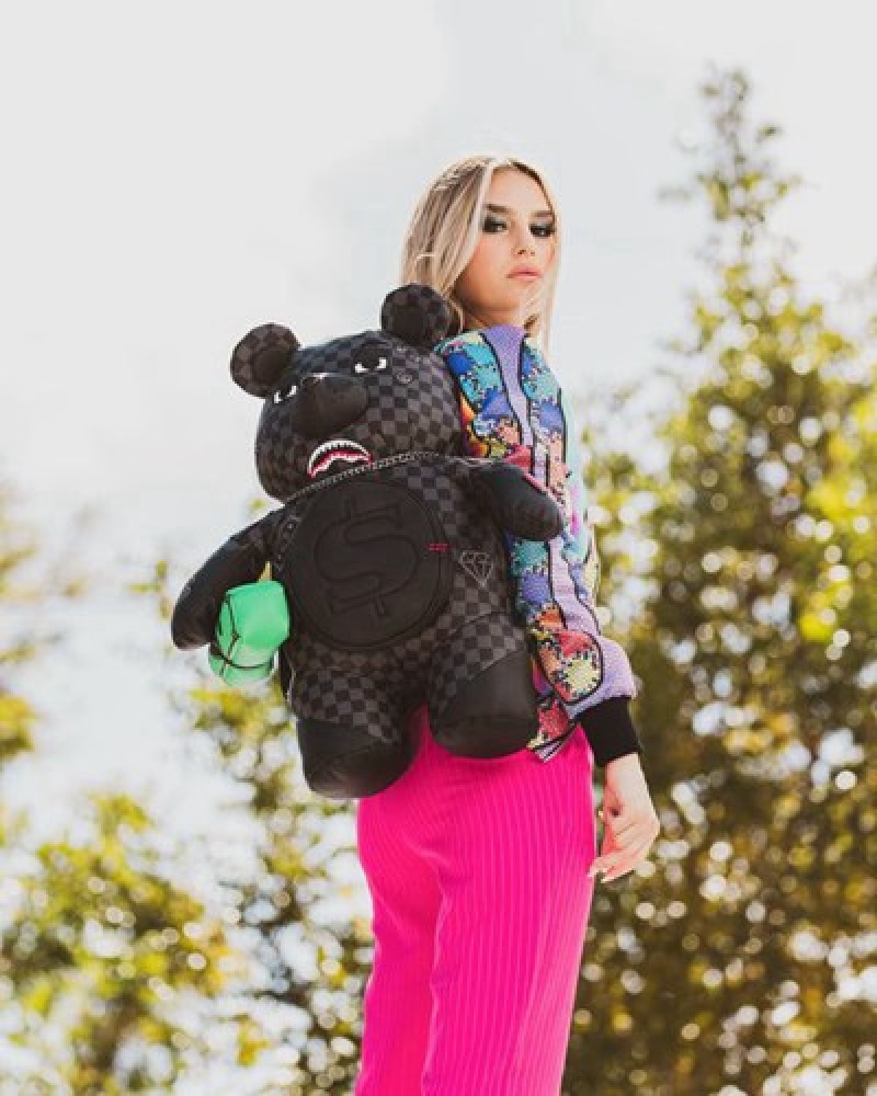 Black Sprayground Henny Aiir To The Throne Moneybear Teddybear Backpacks | 92140-UVHS