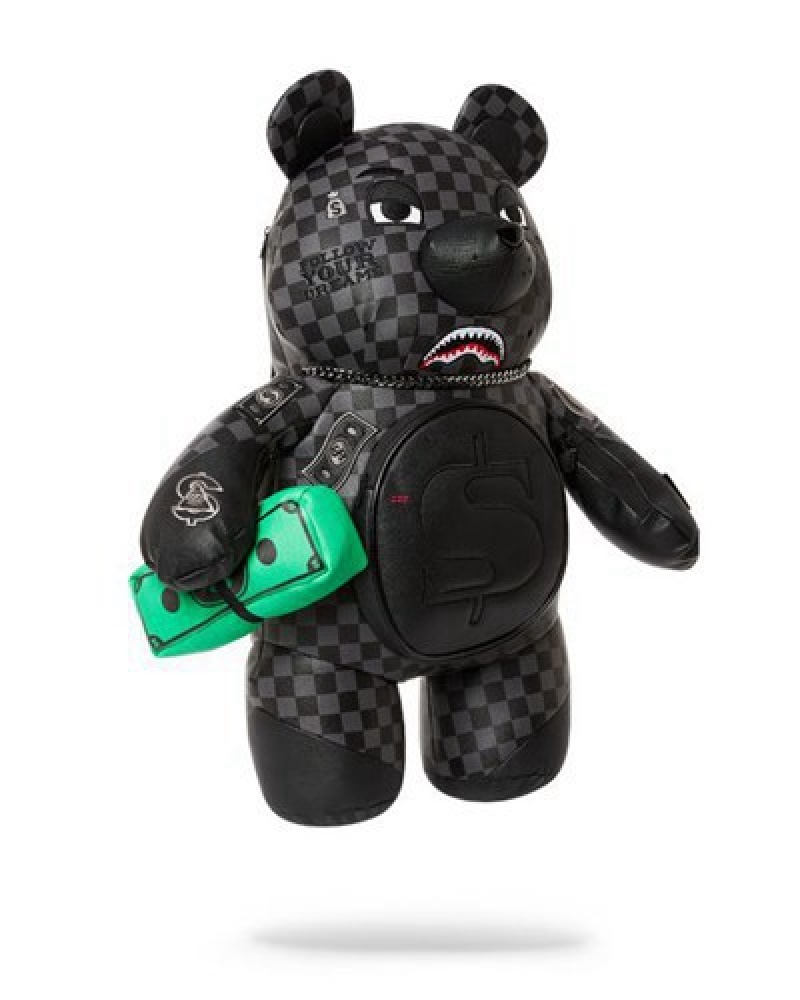 Black Sprayground Henny Aiir To The Throne Moneybear Teddybear Backpacks | 92140-UVHS