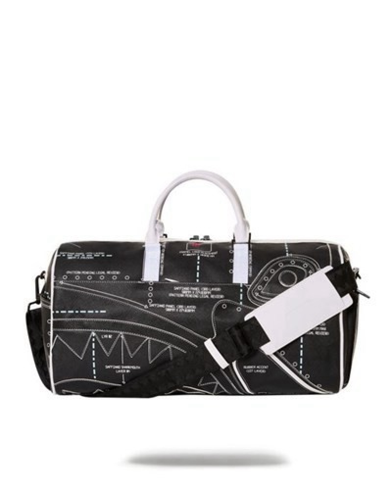 Black Sprayground High Tech Duffle Bags | 30741-KUFV