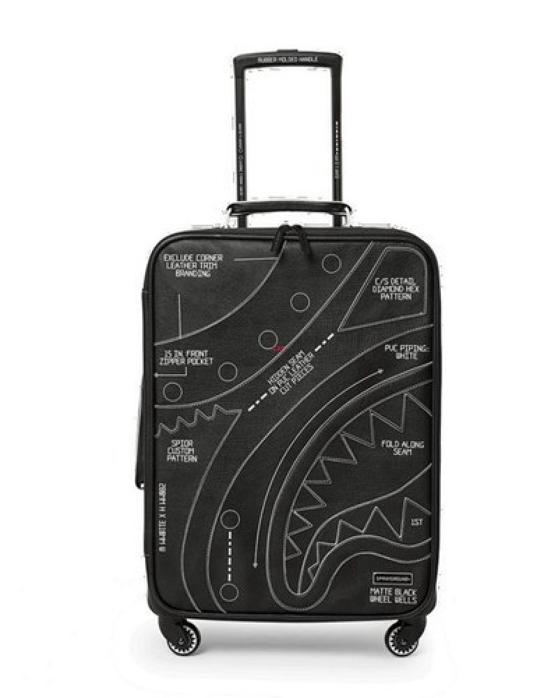 Black Sprayground High Tech Jetsetter Carry-on Luggage | 13862-JIRW