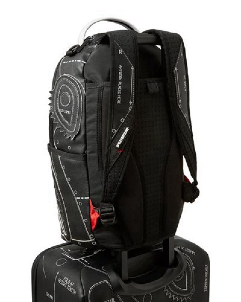 Black Sprayground High Tech Jetsetter Carry-on Luggage | 13862-JIRW