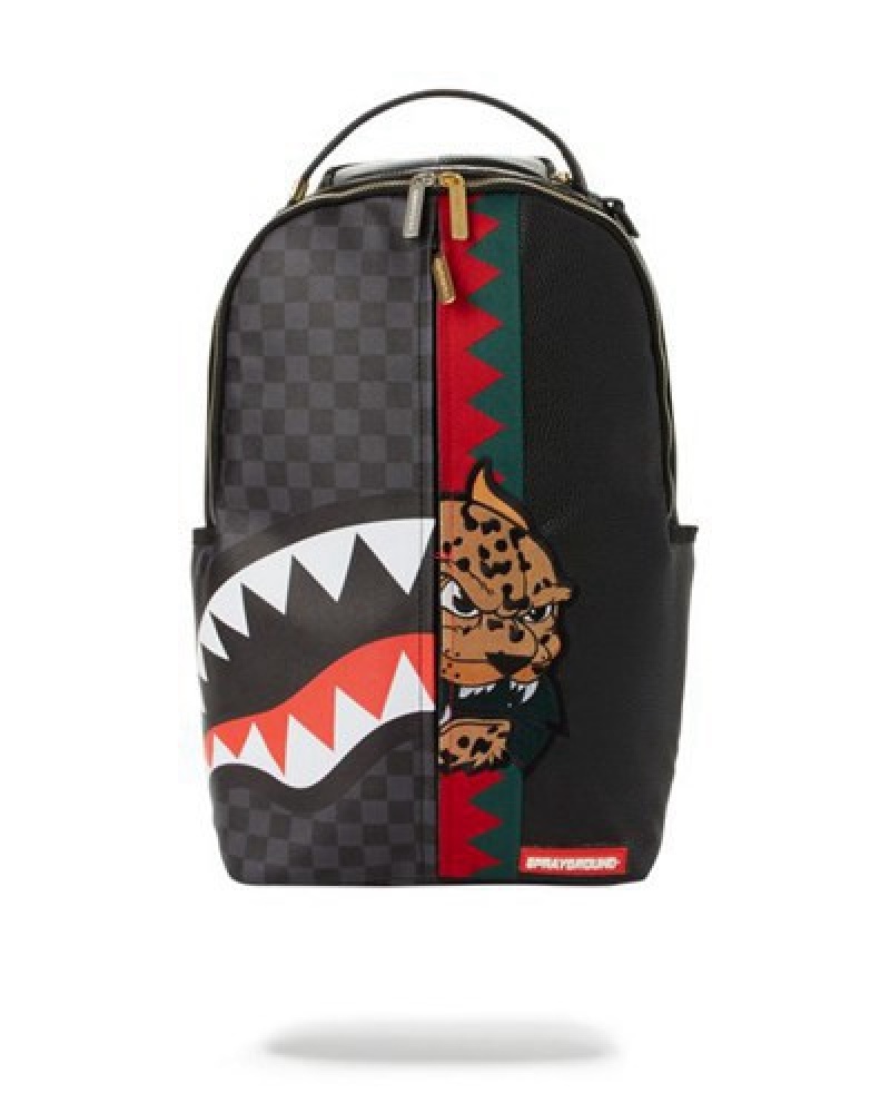 Black Sprayground Italia Diviso Backpacks | 57280-FYMH