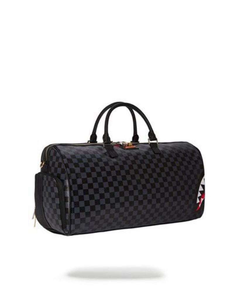 Black Sprayground Italia Diviso Large Duffle Bags | 58172-MHWX