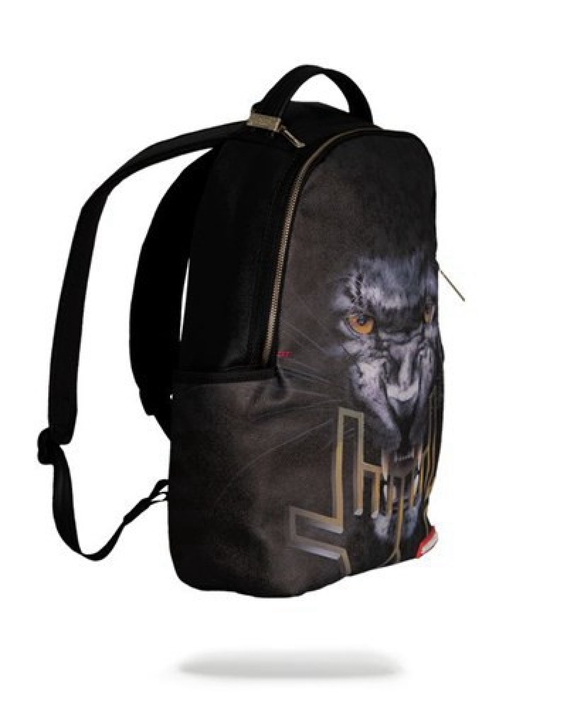 Black Sprayground Jesse Lingard Jungle Panther Backpacks | 84675-XBHA