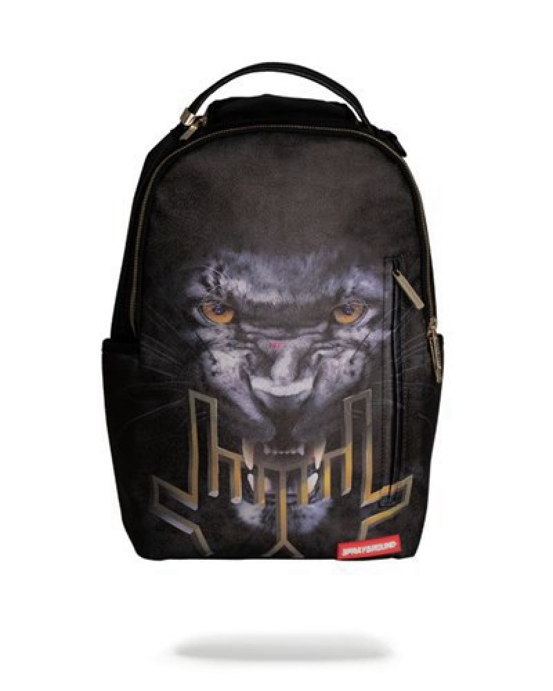 Black Sprayground Jesse Lingard Jungle Panther Backpacks | 84675-XBHA