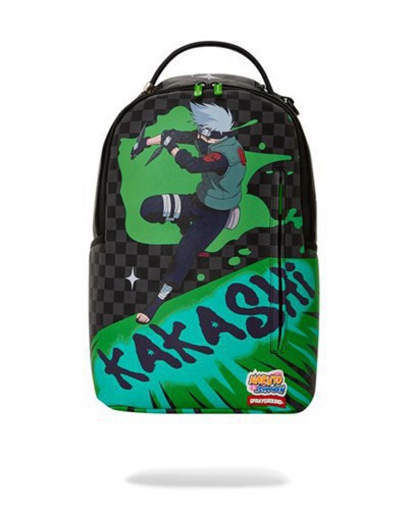 Black Sprayground Kakashi Splash (Dlxv) Backpacks | 65302-ZKBO