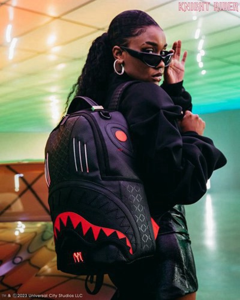 Black Sprayground Knight Rider K.I.T.T. Led Turbo Boost Backpacks | 14320-NEBL