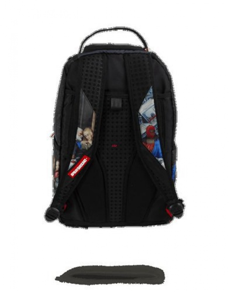 Black Sprayground Last Pay Out Backpacks | 83197-CQJA