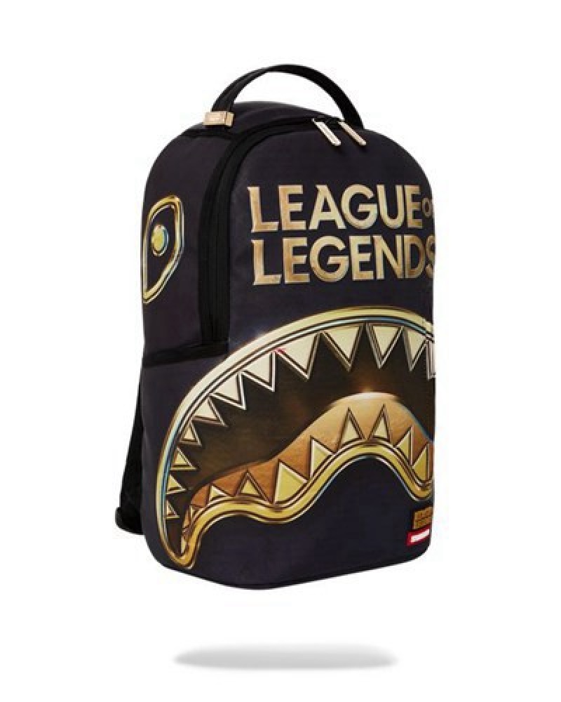 Black Sprayground League Of Legends Shark (Dlxv) Backpacks | 72891-KDEY