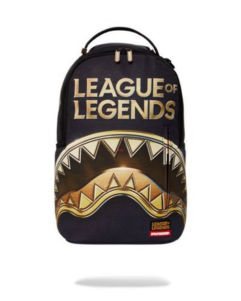 Black Sprayground League Of Legends Shark (Dlxv) Backpacks | 72891-KDEY