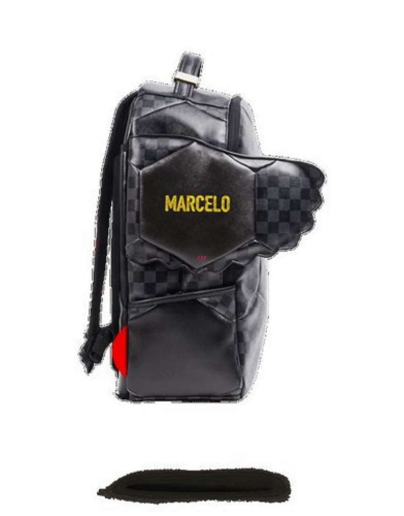 Black Sprayground Marcelo Soccer King Backpacks | 82716-VQKJ