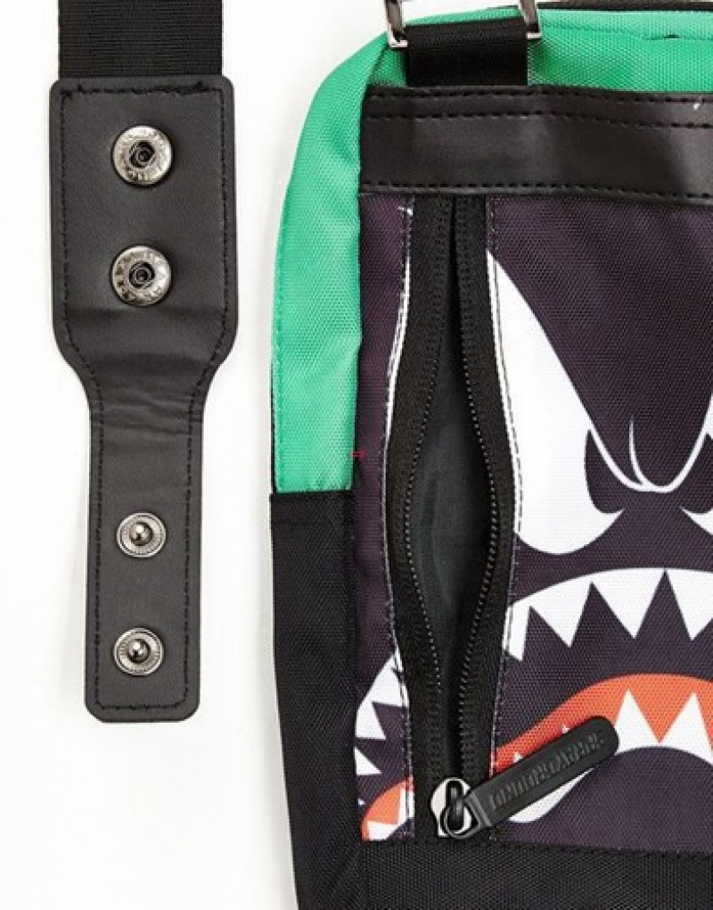 Black Sprayground Marvin The Martian Shark Crossbody Bags | 93267-WMEG