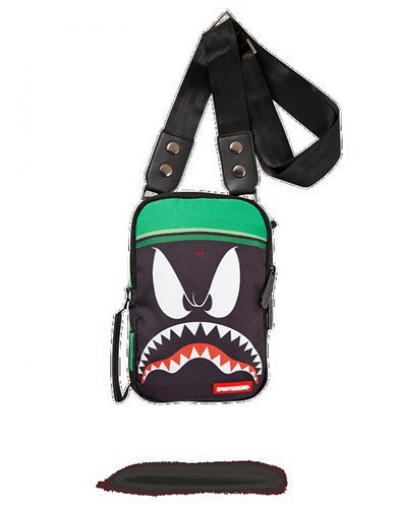 Black Sprayground Marvin The Martian Shark Crossbody Bags | 76825-DSUO