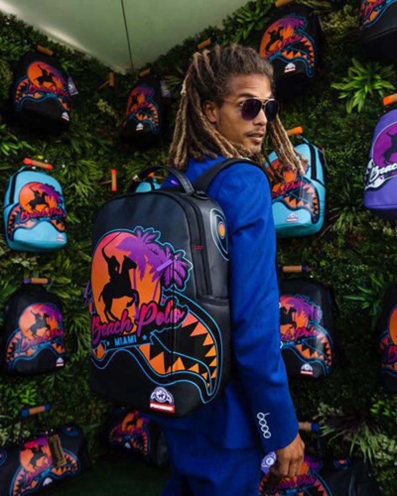 Black Sprayground Miami Beach Polo Collab (Dlxv) Backpacks | 89271-SMGN